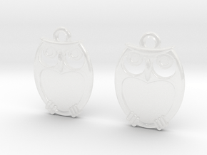 Owl Earrings in Clear Ultra Fine Detail Plastic