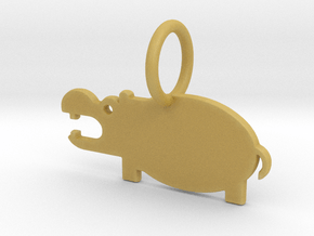 Hippopotamus Keychain in Tan Fine Detail Plastic
