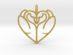 Swan Heart Pendant in Tan Fine Detail Plastic