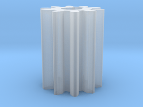 Cylindrical gear Mn=1 Z=10 - Alfa=20° Beta=0° b=15 in Clear Ultra Fine Detail Plastic