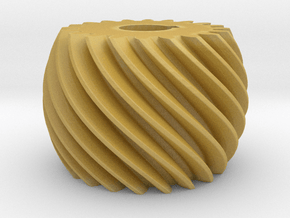 Convex helical gear in Tan Fine Detail Plastic
