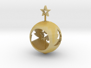 Christmas Ball With Movable Star in Tan Fine Detail Plastic
