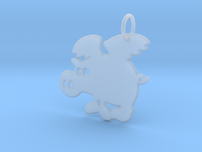 PIG FLY Keychain in Clear Ultra Fine Detail Plastic