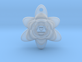 Heart Triangle Flower Pendant in Clear Ultra Fine Detail Plastic