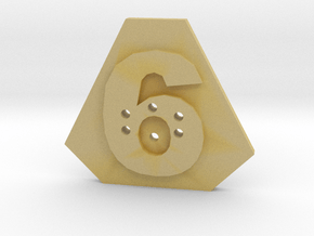 6-hole, Number 6,  6 Sided Shape Button in Tan Fine Detail Plastic