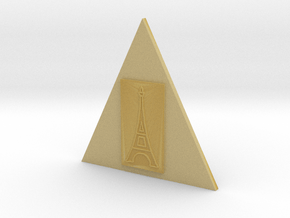 Eiffel Tower In A Triangle Button in Tan Fine Detail Plastic
