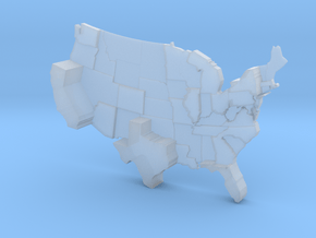 USA by Population in Clear Ultra Fine Detail Plastic