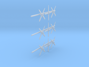 144-H0132: Set Of 9 Mustang Propellers 1:144 in Clear Ultra Fine Detail Plastic