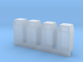 HO Scale Urban / Park Trash Cans- set of 4 in Clear Ultra Fine Detail Plastic