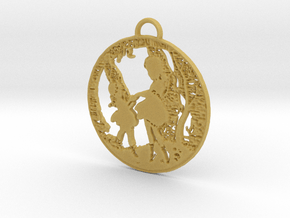 Pendant - SIlver - Girls Playing in the Garden in Tan Fine Detail Plastic