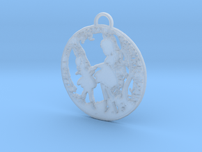 Pendant - SIlver - Girls Playing in the Garden in Clear Ultra Fine Detail Plastic