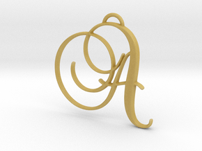 Elegant Script Monogram A Pendant Charm in Tan Fine Detail Plastic