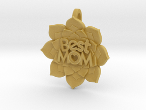 Mother's Day - Flower Pendant #BestMom in Tan Fine Detail Plastic