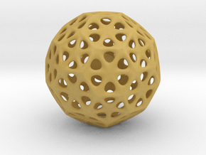 Mystic Icosahedron, Enclosing Small Solid Sphere in Tan Fine Detail Plastic