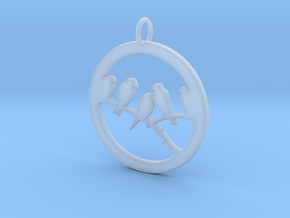 Birds In Circle Pendant Charm in Clear Ultra Fine Detail Plastic