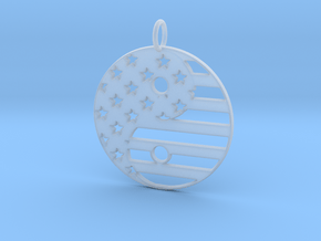American USA Flag Yin Yang Symbol Pendant Charm in Clear Ultra Fine Detail Plastic