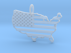 American USA Flag Map Pendant Charm in Clear Ultra Fine Detail Plastic