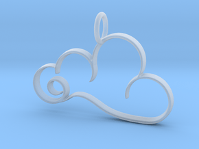 Curvy Cloud Pendant Charm in Clear Ultra Fine Detail Plastic