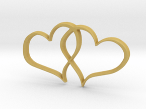 Double Hearts Interlocking Freehand Pendant Charm in Tan Fine Detail Plastic