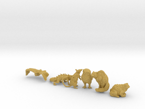 SIX ANIMAL FAMILIARS for 28mm, 32mm minis in Tan Fine Detail Plastic