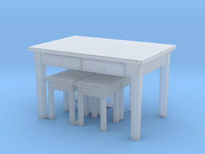 H0 Kitchen Table & 4 Stools- 1:87 in Clear Ultra Fine Detail Plastic