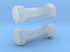 Tunnel - Bolt 4mm Pair with nut in Clear Ultra Fine Detail Plastic