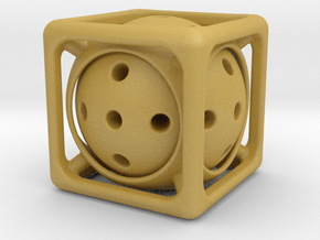 Ball-in-Cube  in Tan Fine Detail Plastic