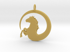 Pretty Horse In Circle Pendant Charm in Tan Fine Detail Plastic