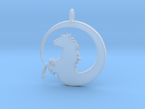 Pretty Horse In Circle Pendant Charm in Clear Ultra Fine Detail Plastic