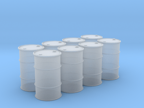 HO 55 Gallon Drum set of 8 in Clear Ultra Fine Detail Plastic