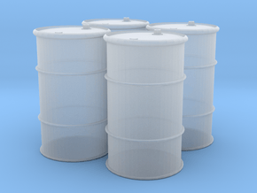 HO 55 Gallon Drum set of 4 in Clear Ultra Fine Detail Plastic
