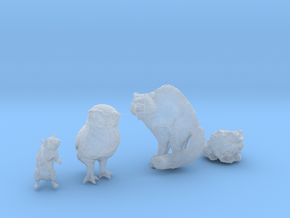 Four Familiars for 28mm minis - Rat, Cat, Toad, Ow in Clear Ultra Fine Detail Plastic