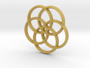5 Sided Star Flower of Life Circles Pendant in Tan Fine Detail Plastic