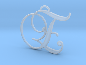 Elegant Script Monogram E Pendant Charm in Clear Ultra Fine Detail Plastic