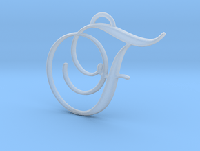 Elegant Script Monogram F Pendant Charm in Clear Ultra Fine Detail Plastic