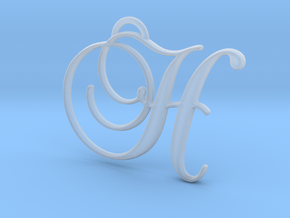 Elegant Script Monogram H Pendant Charm in Clear Ultra Fine Detail Plastic