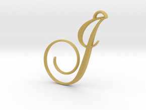 Elegant Script Monogram J Pendant Charm in Tan Fine Detail Plastic