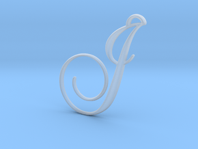 Elegant Script Monogram J Pendant Charm in Clear Ultra Fine Detail Plastic