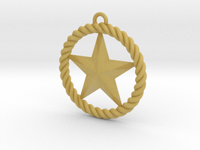 Braided Rope & Star Pendant. 30mm in Tan Fine Detail Plastic
