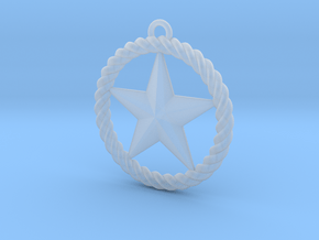 Braided Rope & Star Pendant. 30mm in Clear Ultra Fine Detail Plastic
