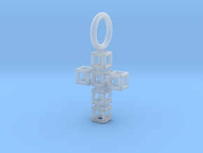 Square Cross Pendant in Clear Ultra Fine Detail Plastic