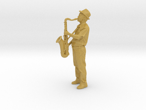 Scanned Saxophone player 6CM High in Tan Fine Detail Plastic