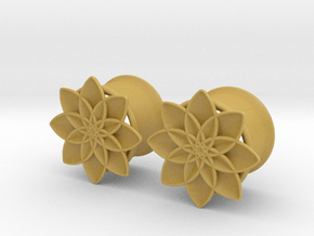 5/8" ear plugs 16mm - Flowers - 8 petals in Tan Fine Detail Plastic