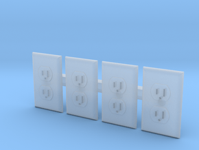 Electrical Outlet Faces; 1/6 Scale - Qty 4 in Clear Ultra Fine Detail Plastic