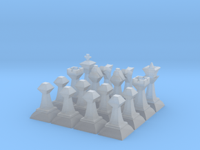 Low-Poly Chess Set (One Set Of Pieces) in Clear Ultra Fine Detail Plastic
