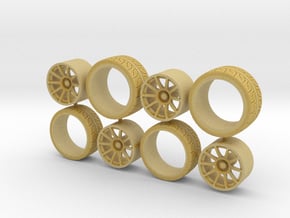 Set wheels BRAID Fullrace + Tire 1/43 in Tan Fine Detail Plastic