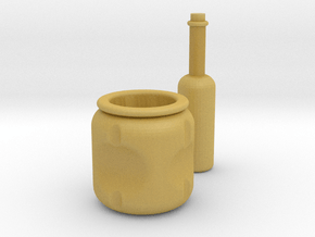 Pot and Bottle set in Tan Fine Detail Plastic