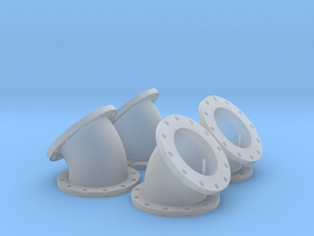 14mm Diameter 45 degree elbows - 4 pack in Clear Ultra Fine Detail Plastic