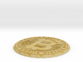 Bitcoin Coin / Coaster ( one sided ) in Tan Fine Detail Plastic