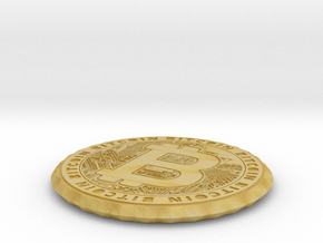 Bitcoin Coin / Coaster ( double sided ) in Tan Fine Detail Plastic